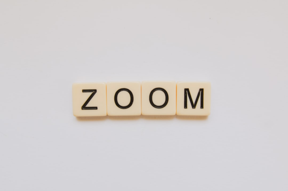 Scrabble tiles that spell out Zoom